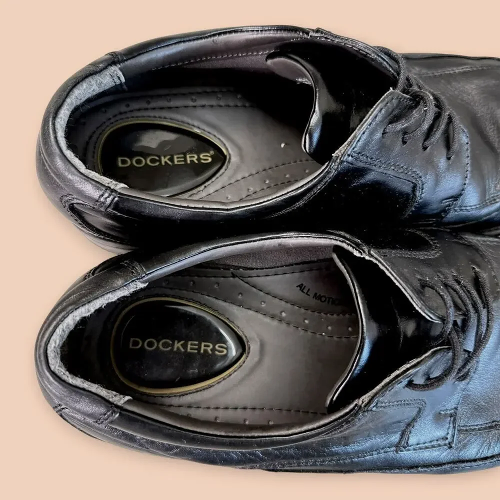Dockers Black Leather Mens Size 12M Oxford Casual Dress Shoes Classic Laced Up